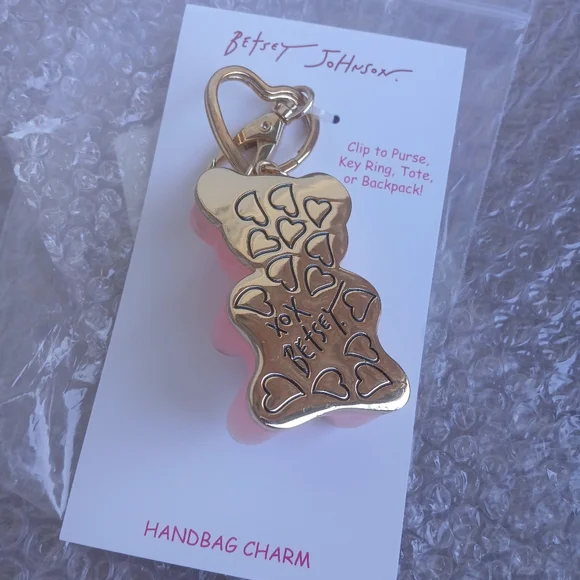 NWT Betsey Johnson Pink Gummy Bear Handbag Charm - Picture 8 of 8